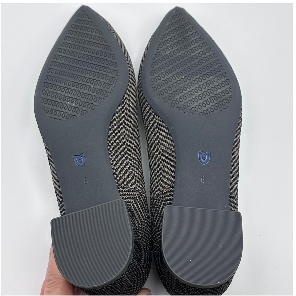 Rothys The Mary Jane Black Herringbone Pointed Toe Block Heel Shoes Womens 6 - Picture 5 of 5
